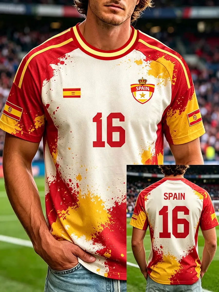 Street Fashion In Spain - Spain Football Fan T-shirt Short Sleeved