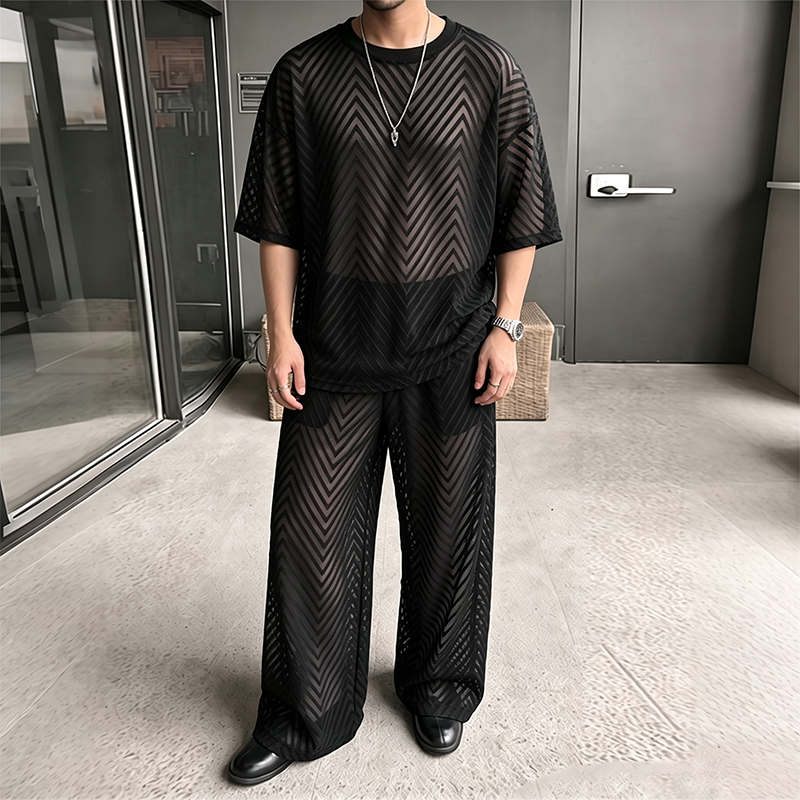 Street Fashion Male - INCERUN Men's Sets See Through Mesh