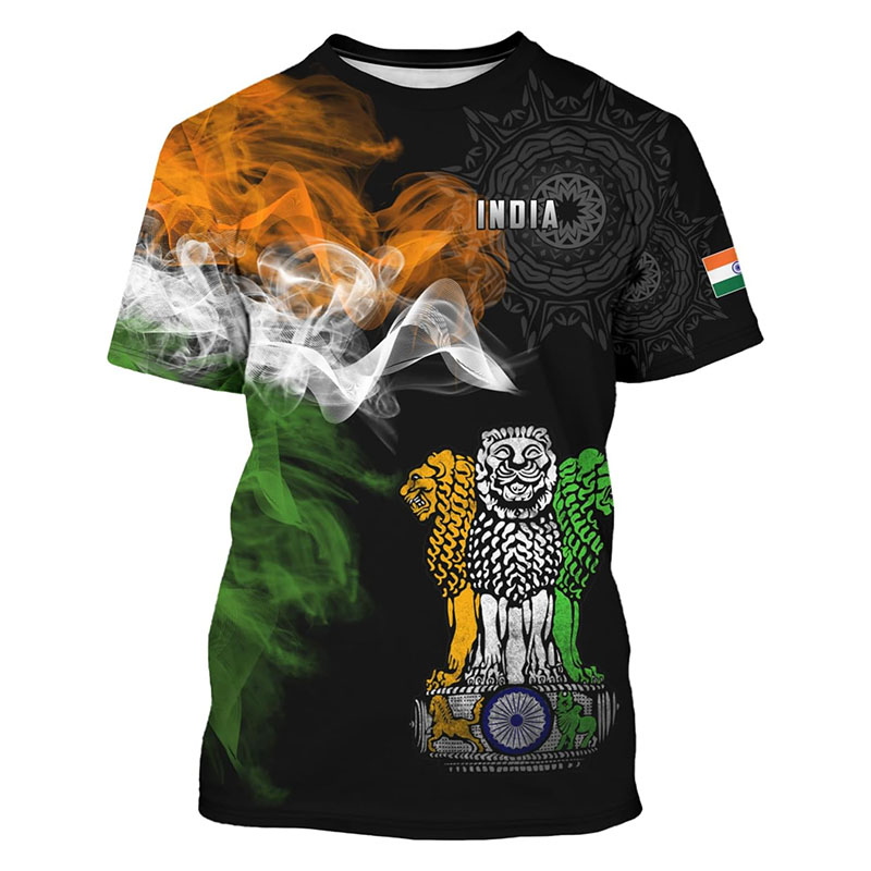 India Flag Print T-shirt Men's - Street Fashion India 评论和价格