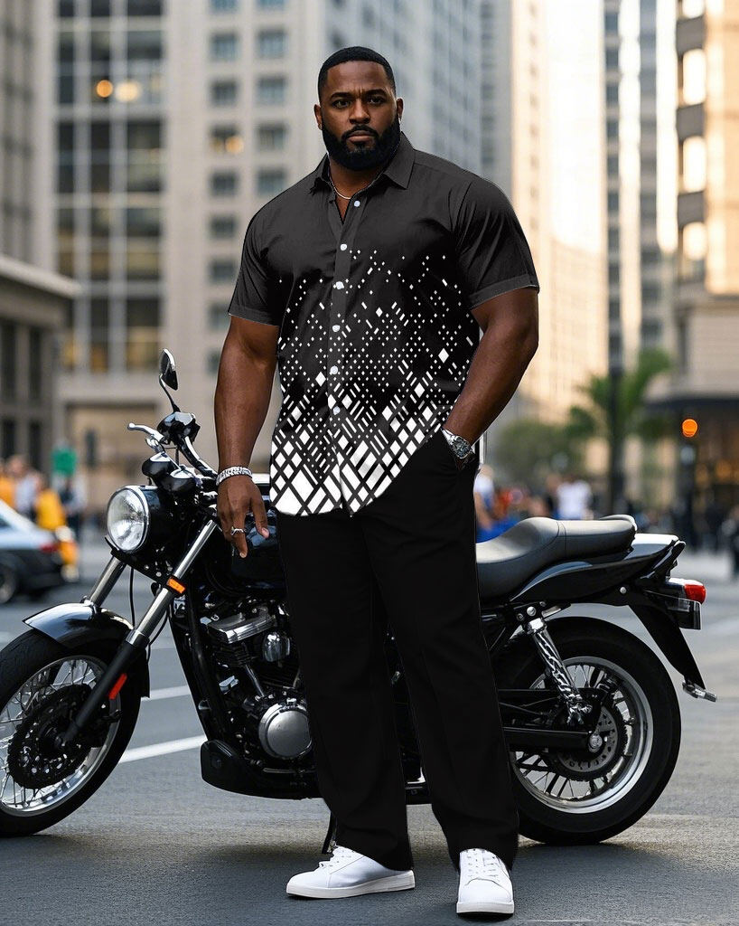 S-9XL Plus Size Men's Geometri - Camo Pattern Set 评论和价格