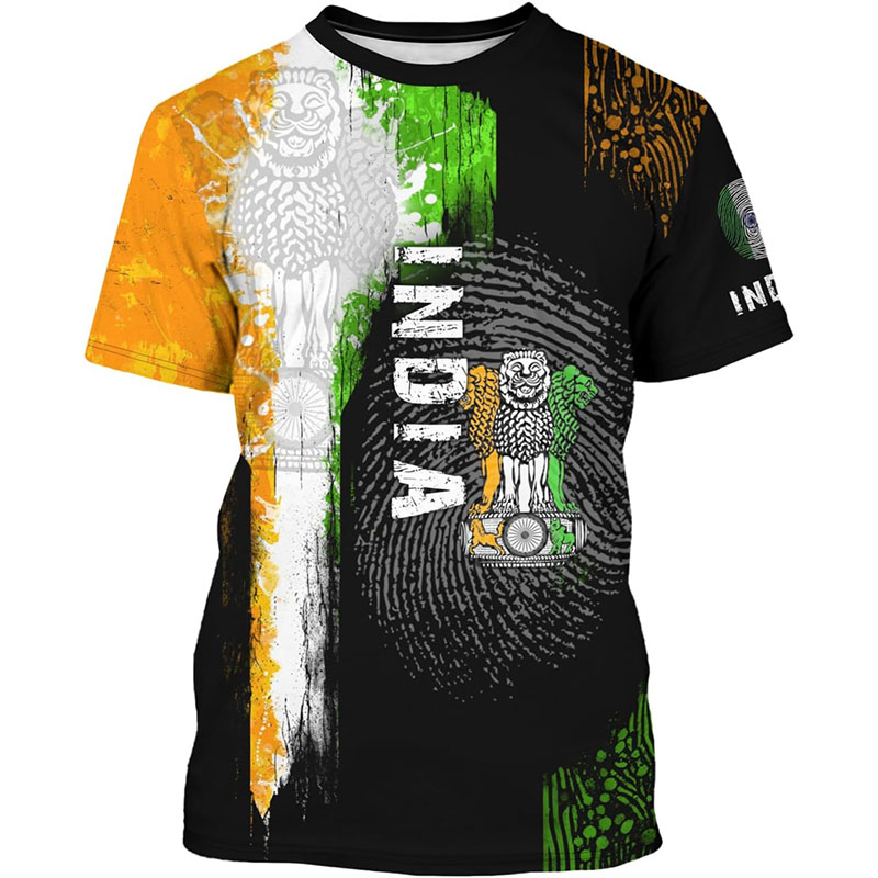 India Flag Print T-shirt Men's - Street Fashion India 评论和价格