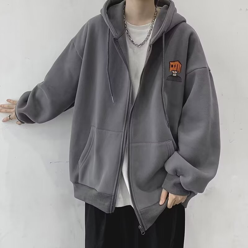 High Street Hoodie Men Solid C - Street Fashion Zip Up Hoodie 评论和价格