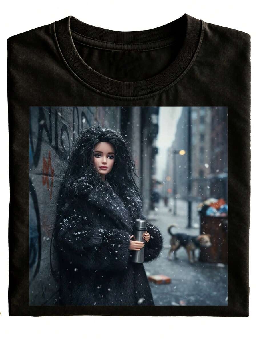 Snow Street And Black Fur Coat - Street Fashion Urban 评论和价格