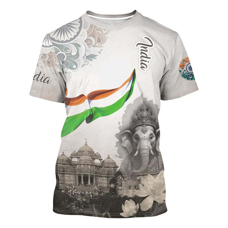 India Flag Print T-shirt Men's - Street Fashion India 评论和价格