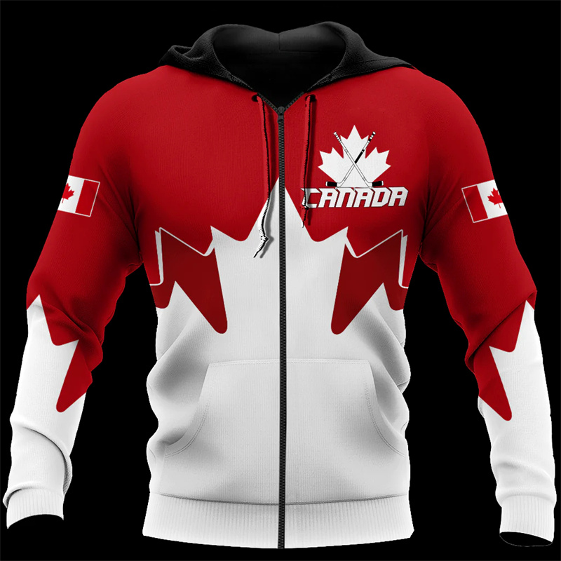Canada 3d All Over Printed Map - Street Fashion Zip Up Hoodie 评论和价格