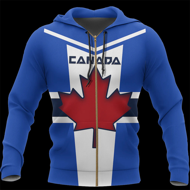 Canada 3d All Over Printed Map - Street Fashion Zip Up Hoodie 评论和价格