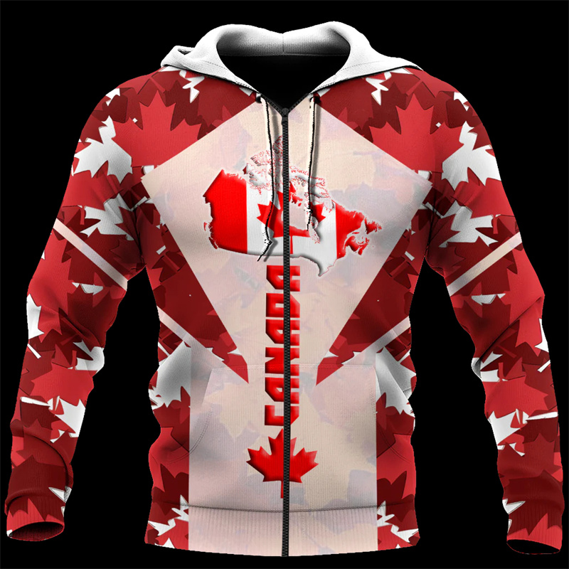 Canada 3d All Over Printed Map - Street Fashion Zip Up Hoodie 评论和价格