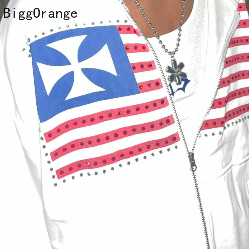 Sweatshirt coat rhinestone emb - Street Fashion Elements 评论和价格
