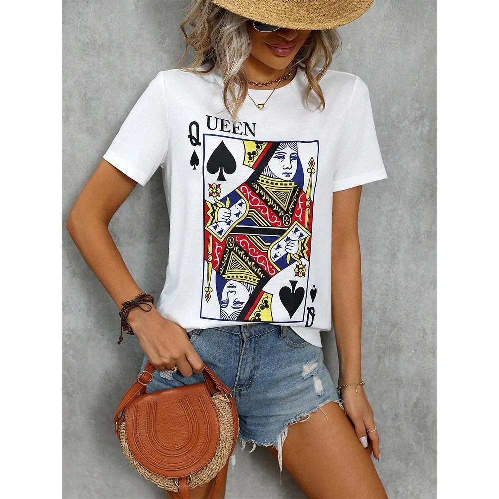 3D Poker Print Women's T-shirt - Street Fashion Urban 评论和价格