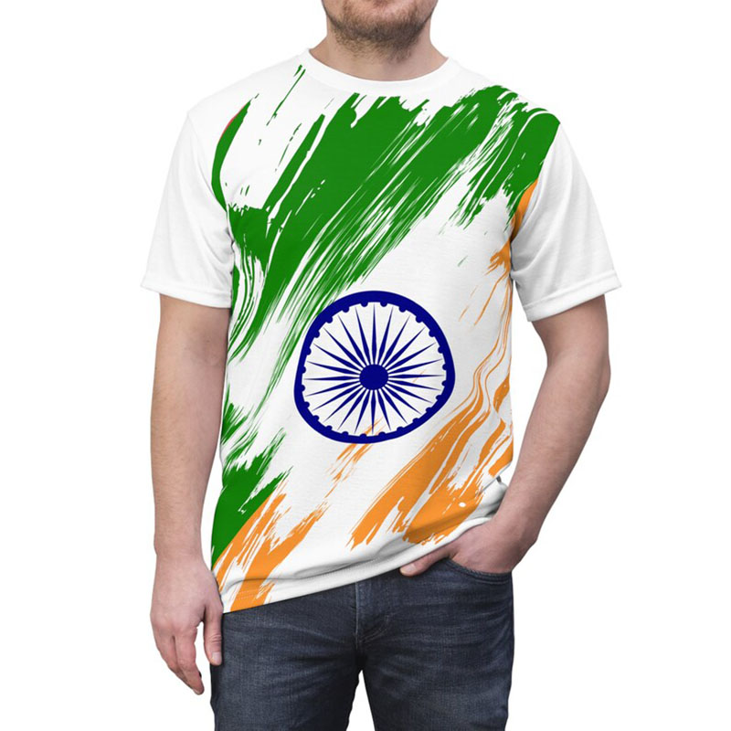 India Flag Print T-shirt Men's - Street Fashion India 评论和价格