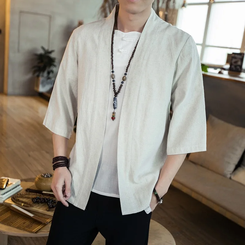Japanese Kimono Men Cardigan S - Street Fashion Male 评论和价格